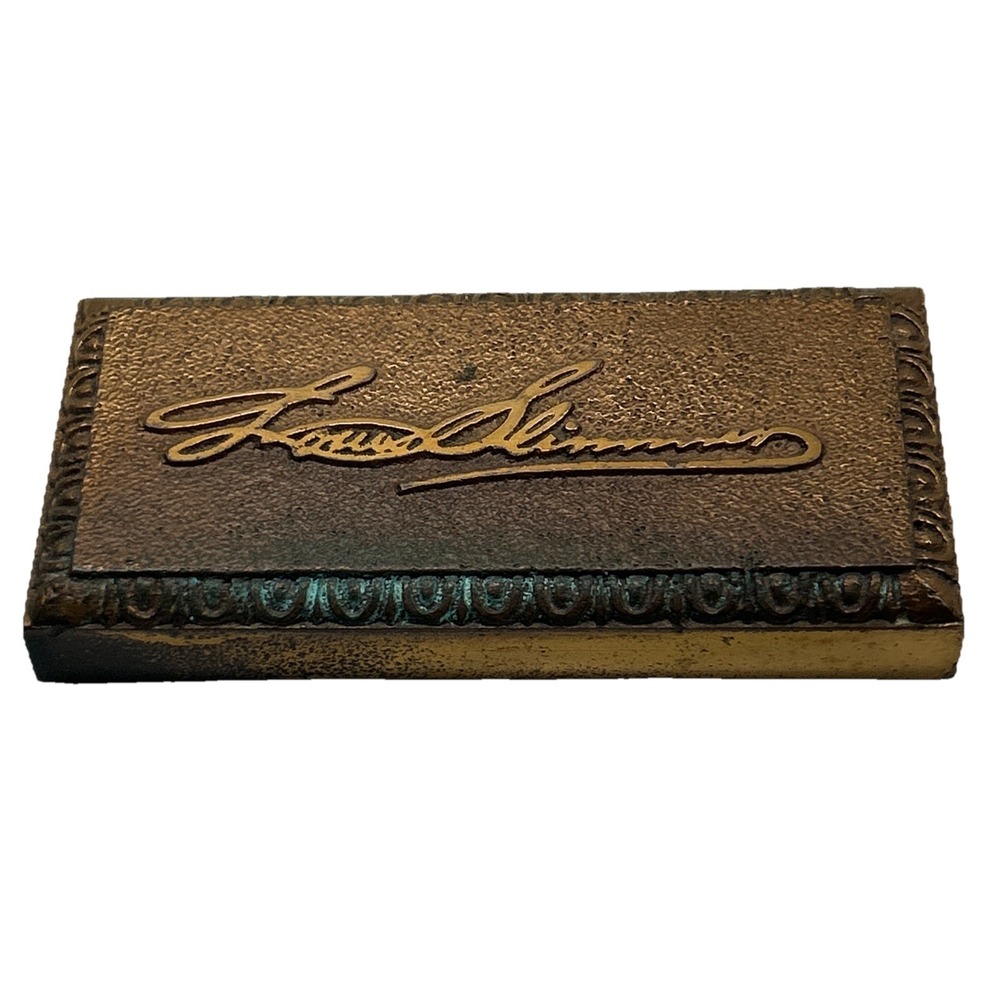 Antique Louis Slimmer Signature Brass Paperweight Clarksville‎ Barber 1880s